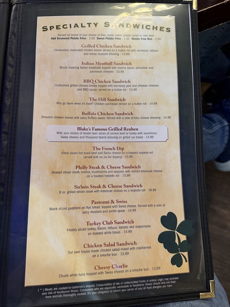 Blake's Tavern Menu - Image 4