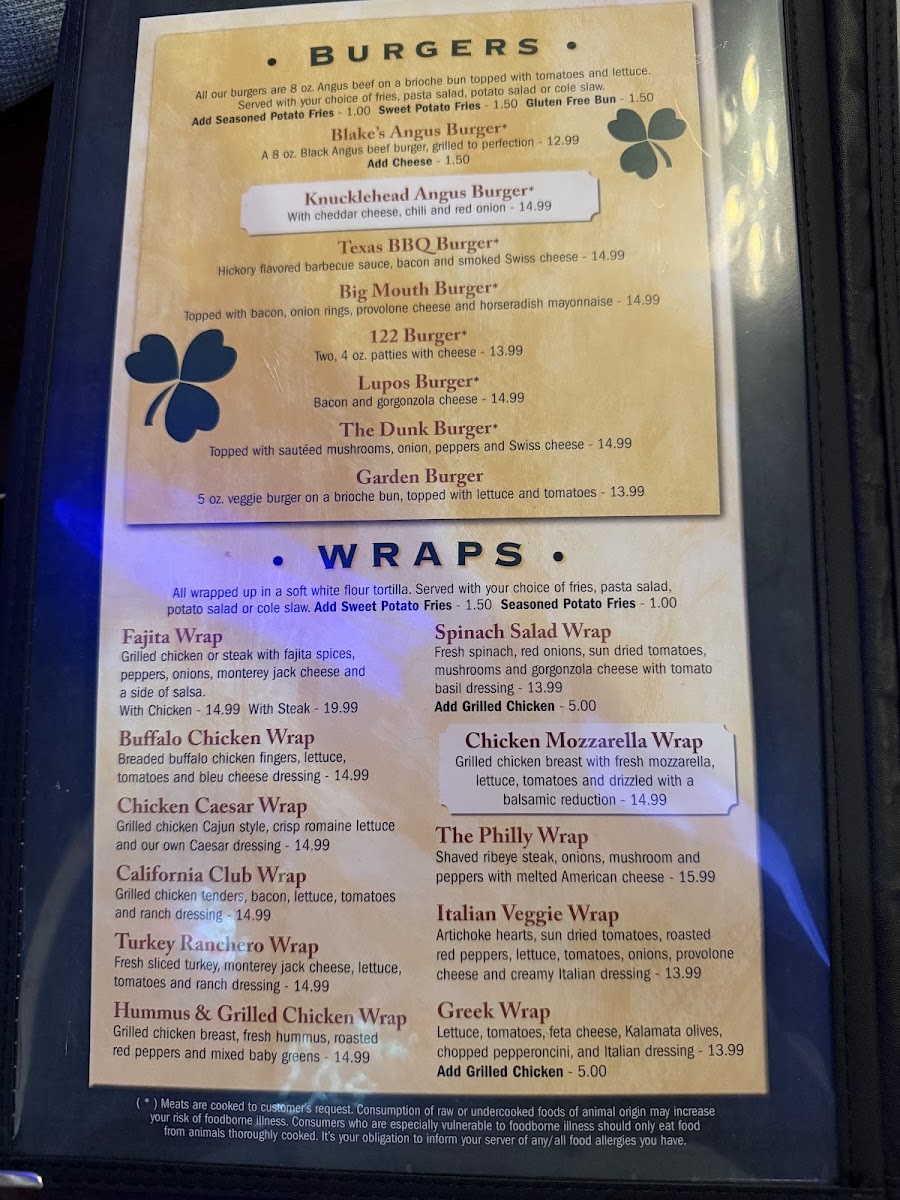 Blake's Tavern Menu - Image 5